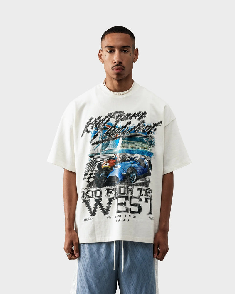 MONACO SPEEDWAY T-SHIRT - IVORY WHITE KID FROM THE WEST