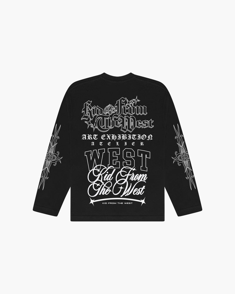 ART EXHIBITION LONG SLEEVE T - SHIRT - BLACK - KIDWESTClothing