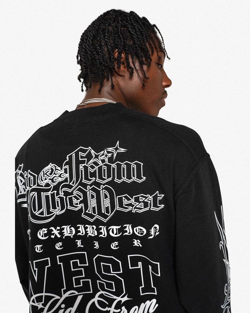 ART EXHIBITION LONG SLEEVE T - SHIRT - BLACK - KIDWESTClothing