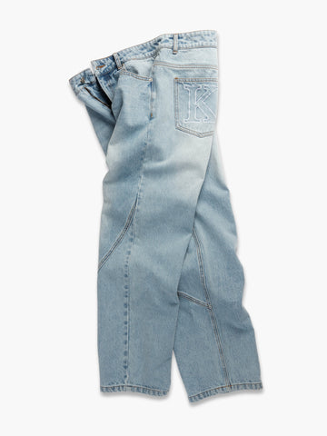 KW DENIM JEANS - BLUE CREAM - KIDWESTClothing