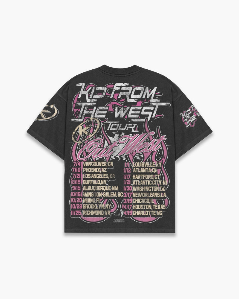 OUT WEST TOUR T - SHIRT - VINTAGE BLACK - KIDWESTClothing