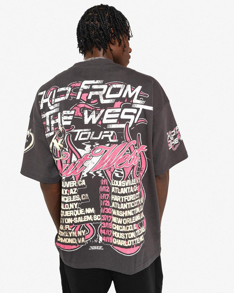 OUT WEST TOUR T - SHIRT - VINTAGE BLACK - KIDWESTClothing